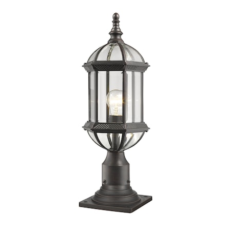 Z-Lite Annex 1 Light Outdoor Pier Mount, Rust & Clear Beveled 563PHM-533PM-RT